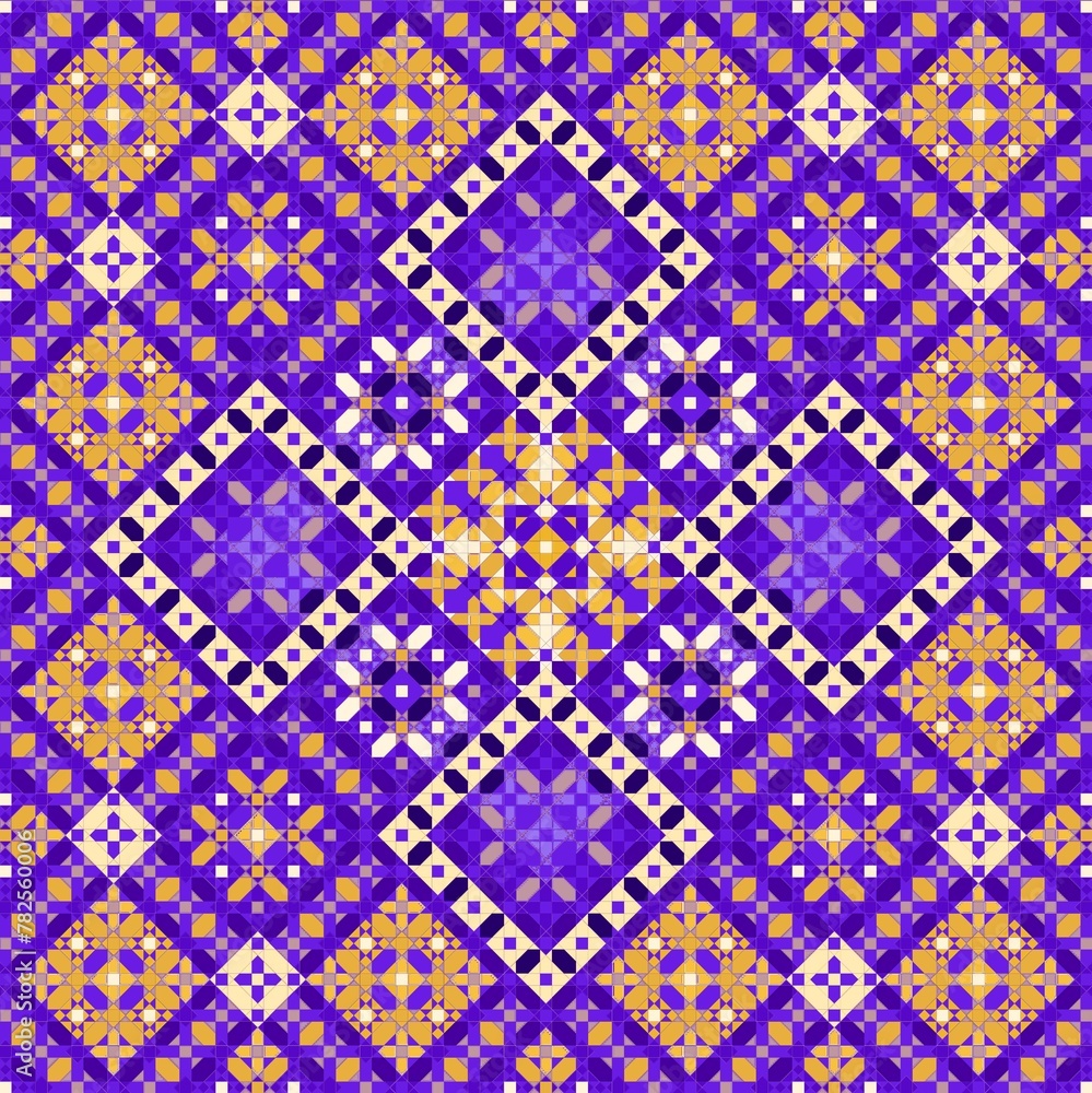 Detailed motif inspired by Moroccan mosaics and arabesque art, Geometric shape, Islamic seamless pattern, a modern and unique Islamic ornament, minimalist mosaic