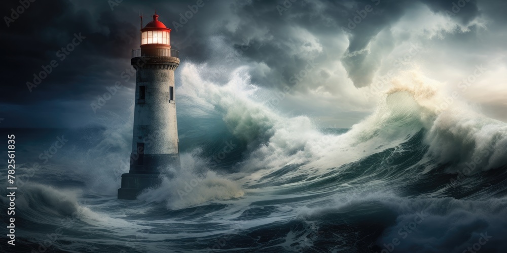 a lighthouse in the ocean
