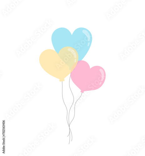 Balloon and Pastel  A Festive Collection Heart Illustrations for Celebrations and Decorative Design
