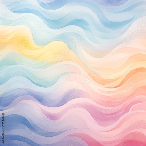 A colorful wave pattern with a blue and yellow stripe