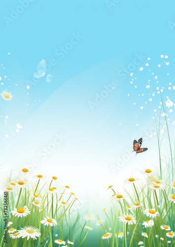 A blue sky with a butterfly flying in the background © BetterPhoto