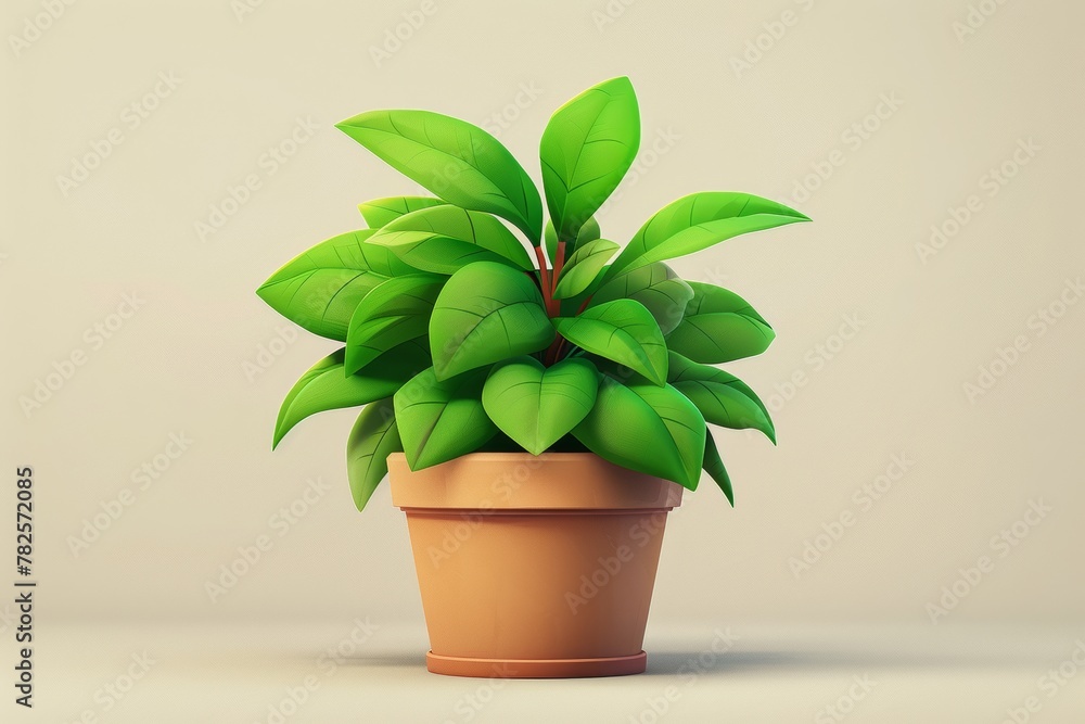 Fototapeta premium A cartoon plant in a pot