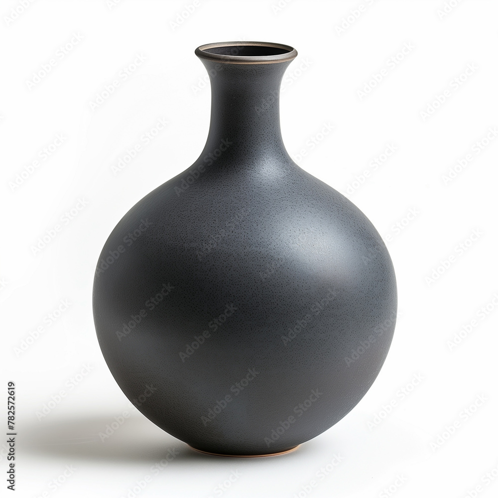 Empty round grey vase isolated on white background. Empty round grey vase isolated on white background.