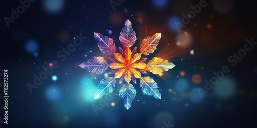 Snowflake on a colored background, concept of Abstract art © koldunova
