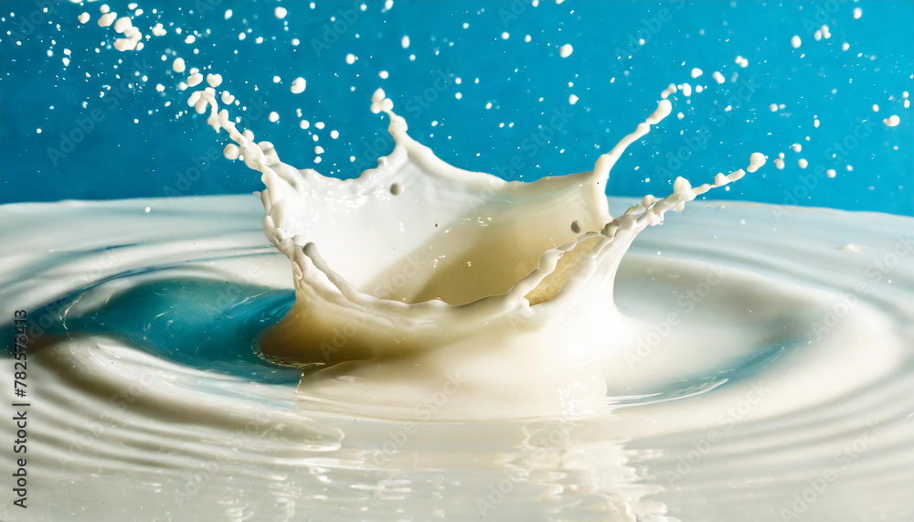 Milk crown splash, splashing in milk pool with ripples. Milk crown splash, splashing in milk pool with ripples.