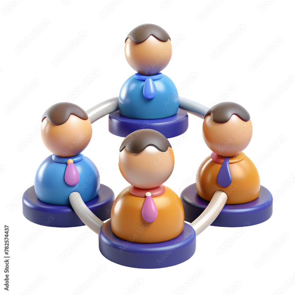 3D illustration of connected business figures on transparent background 3D illustration of connected business figures on transparent background