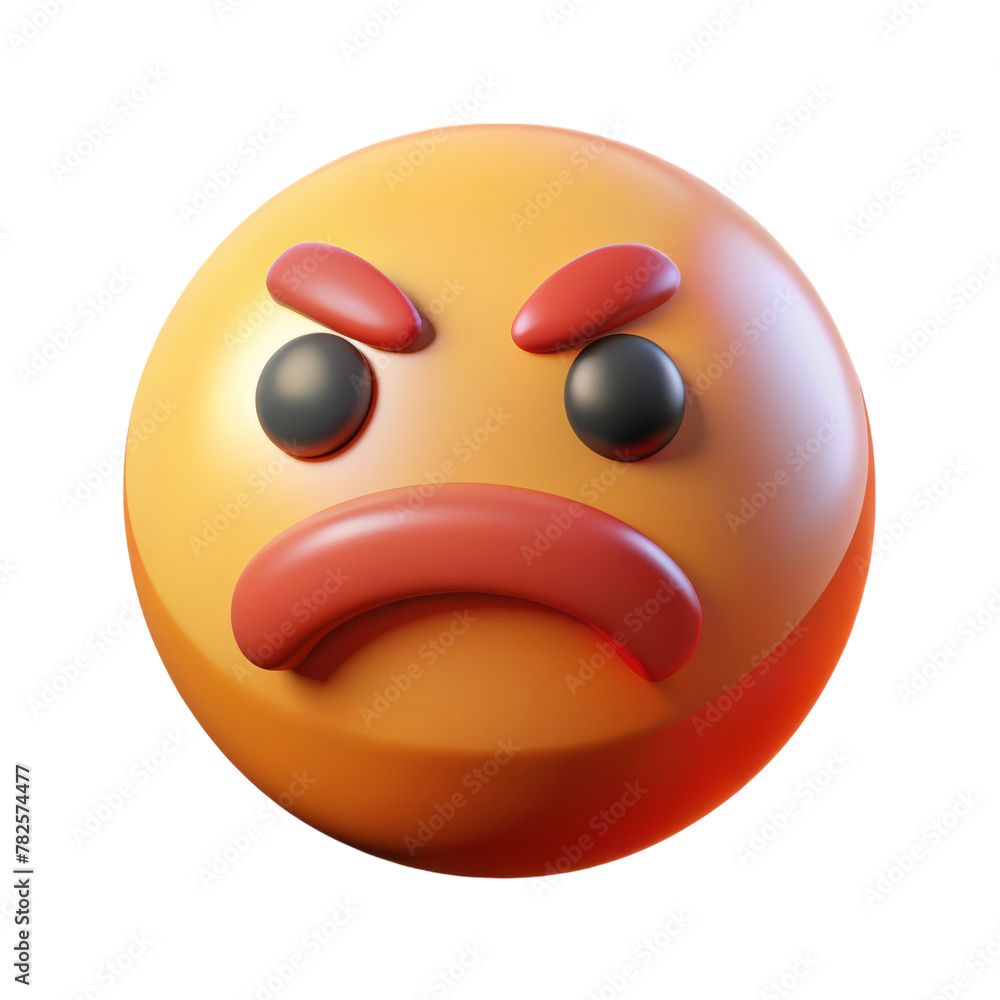 3D angry emoji with transparent background for design 3D angry emoji with transparent background for design