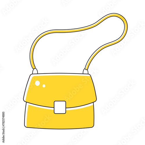 Yellow purse handbag or crossbody shoulder bag isolated vector illustration
