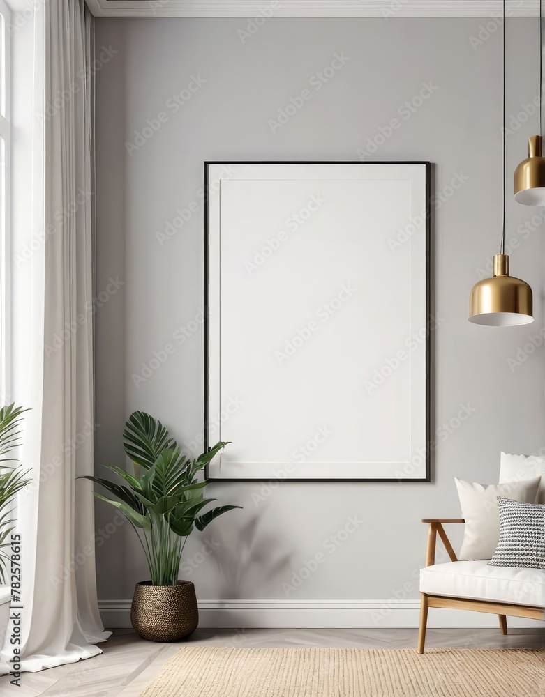 Close-up frame mockup in modern interior, 3d rendering Close-up frame mockup in modern interior, 3d rendering