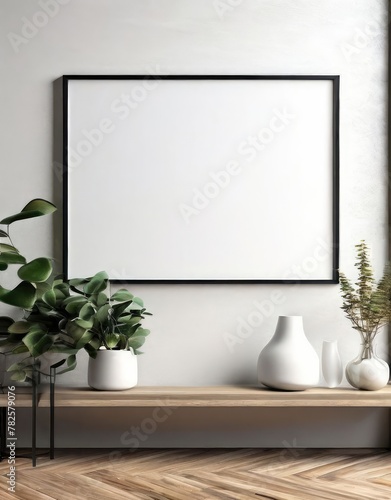 Close-up frame mockup in modern interior, 3d rendering