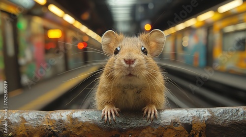 Curious Rat on a Subway Platform