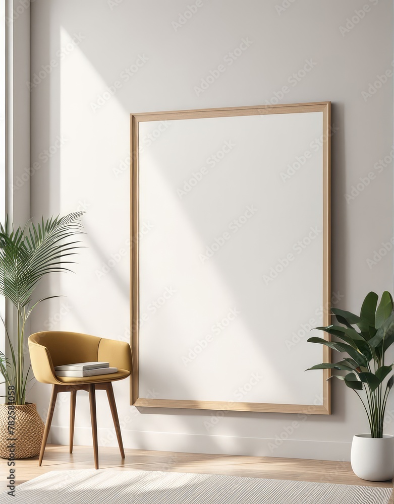 Close-up frame mockup in modern interior, 3d rendering Close-up frame mockup in modern interior, 3d rendering