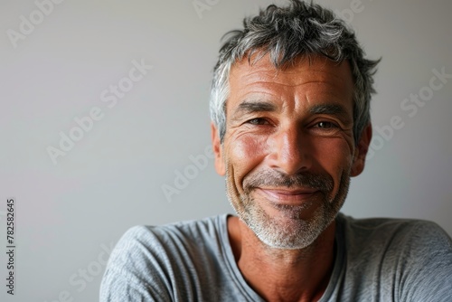 Portrait of a happy senior man smiling at the camera with copy space