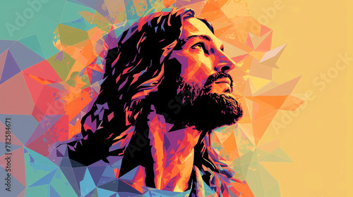 Pastel Color Collage Portrait of Jesus Christ