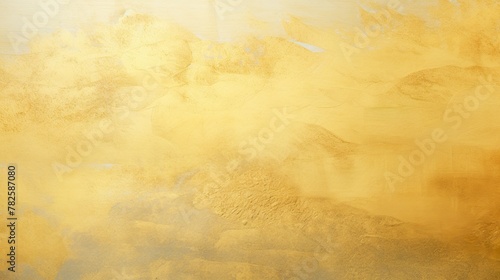 This image features a close-up view of a textured surface covered in gold leaf, with a rich, tangible quality photo