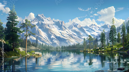 Serene Mountain Lake Landscape in Summer © Artistic Visions