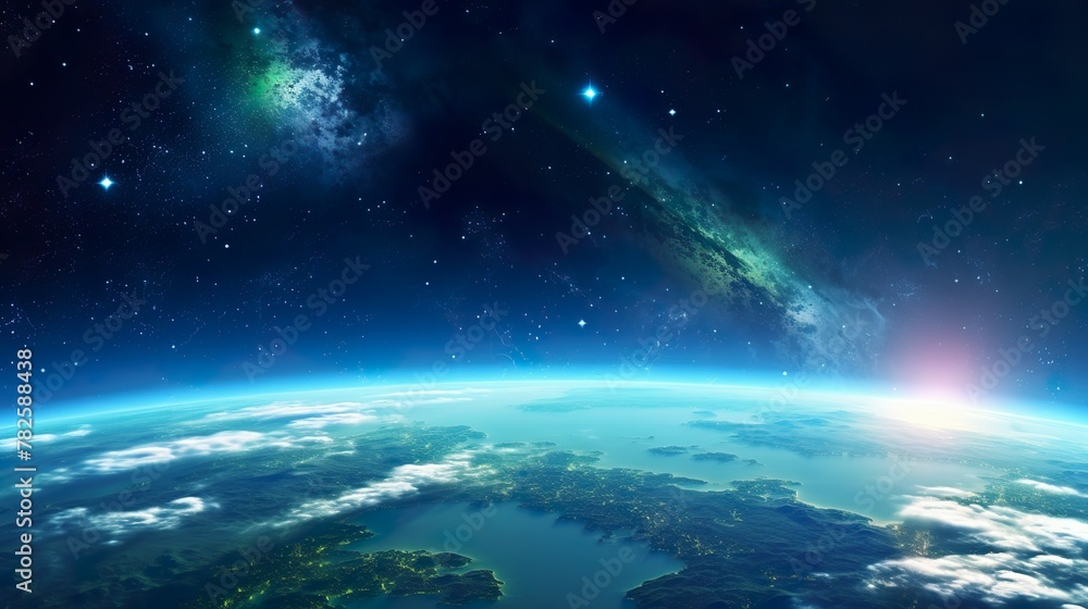 Fototapeta premium A breathtaking view of an otherworldly celestial phenomenon seen from above the Earth's atmosphere