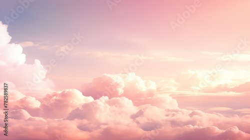 Serene image depicting the calm and peaceful pink hued clouds in the sky, evoking a sense of tranquility and calmness photo