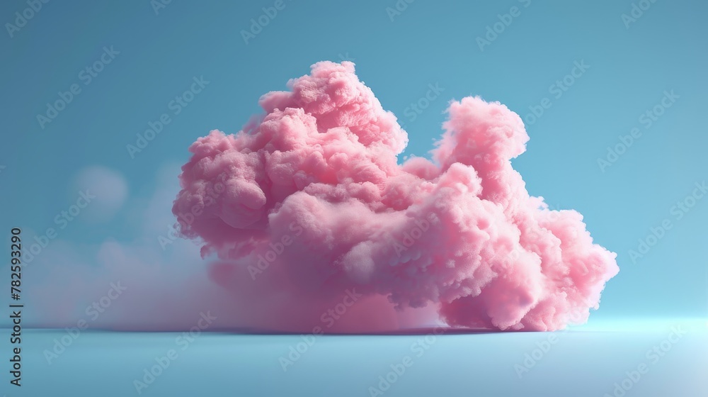 A candy floss cloud in a dreamy D style d style isolated flying objects memphis style d render   AI generated illustration