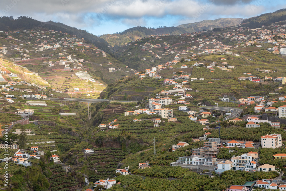 High Panoramic View of the hilly island of Madeira, Portugal High Panoramic View of the hilly island of Madeira, Portugal