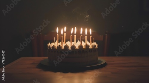 A minimalist cake with candles   AI generated illustration