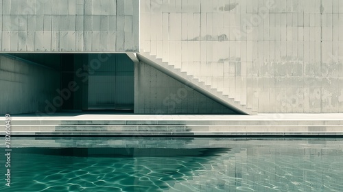 A minimalist composition of water and architecture AI generated illustration
