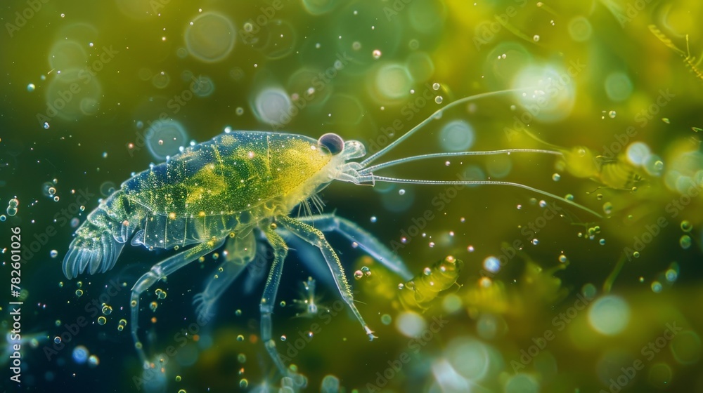 Cyclopoids A magnified image of a copepod a small aquatic crustacean gracefully ...