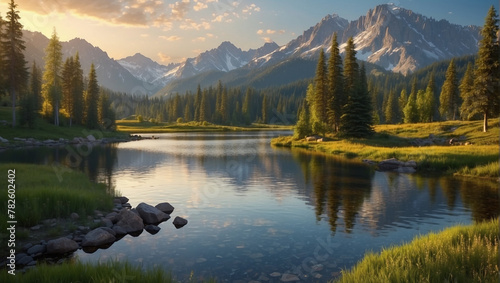 lake in the morning, lake in the mountains, lake reflection