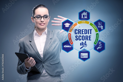 Businessman in credit score concept