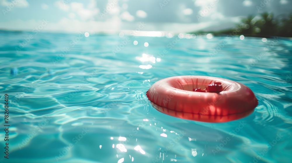 A single swimmers float drifting lazily in the pool AI generated illustration A single swimmers float drifting lazily in the pool AI generated illustration
