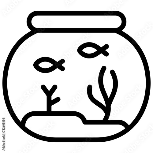 aquarium icon illustration design with outline