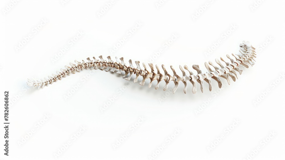 Realistic human spine illustration. Back view on the white background