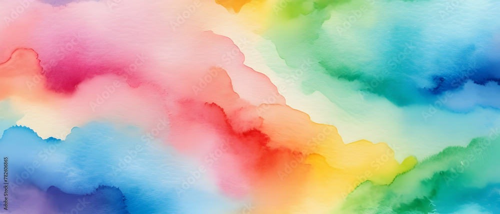 Watercolor abstract rainbow art background. Gradient colorful hand drawn. Multicolor watercolour texture background