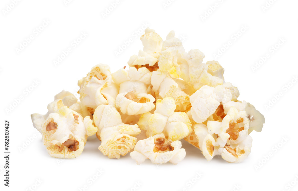 Fresh popcorn isolated on white. Tasty snack Fresh popcorn isolated on white. Tasty snack