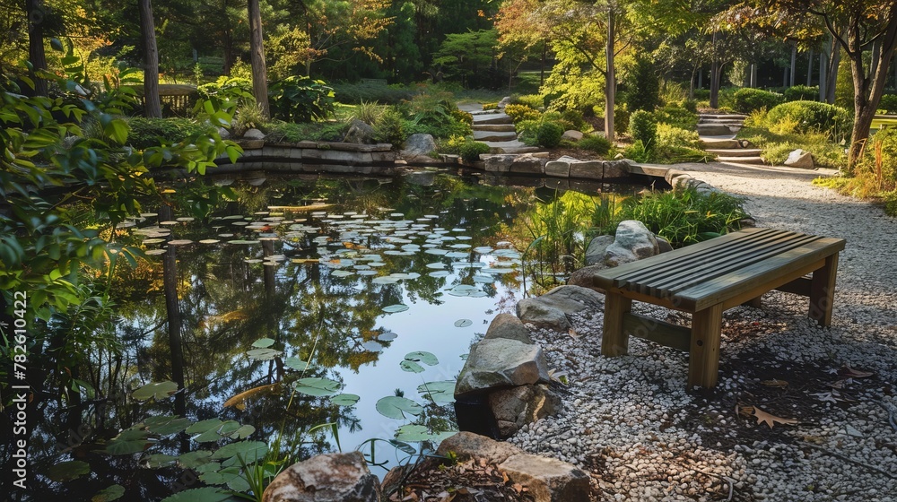 A tranquil setting for reflection and relaxation AI generated illustration