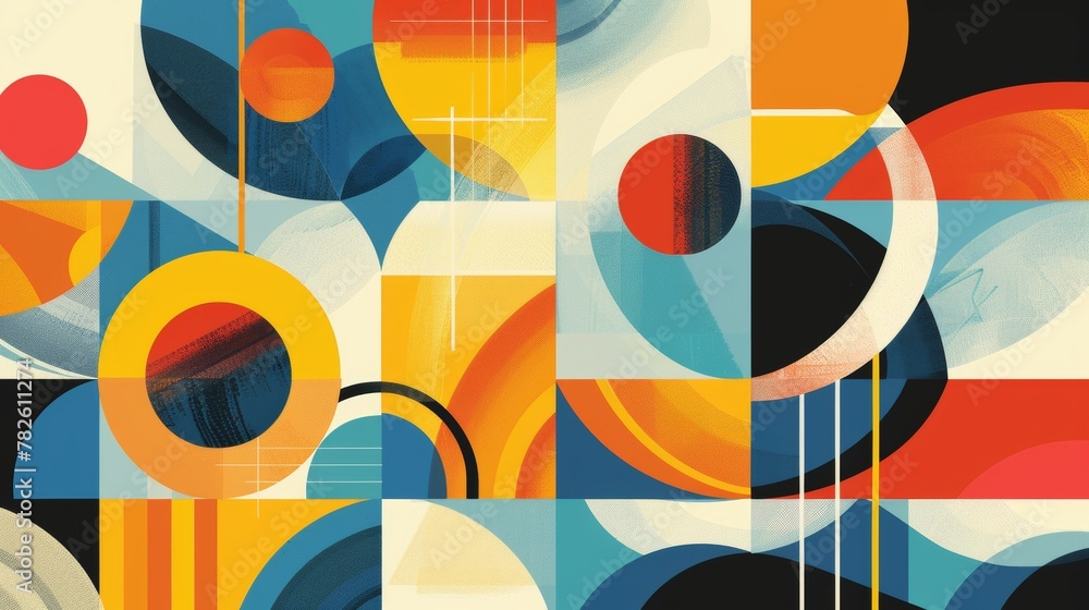 An abstract poster with bold shapes representing the efficiency of solar energy   AI generated illustration