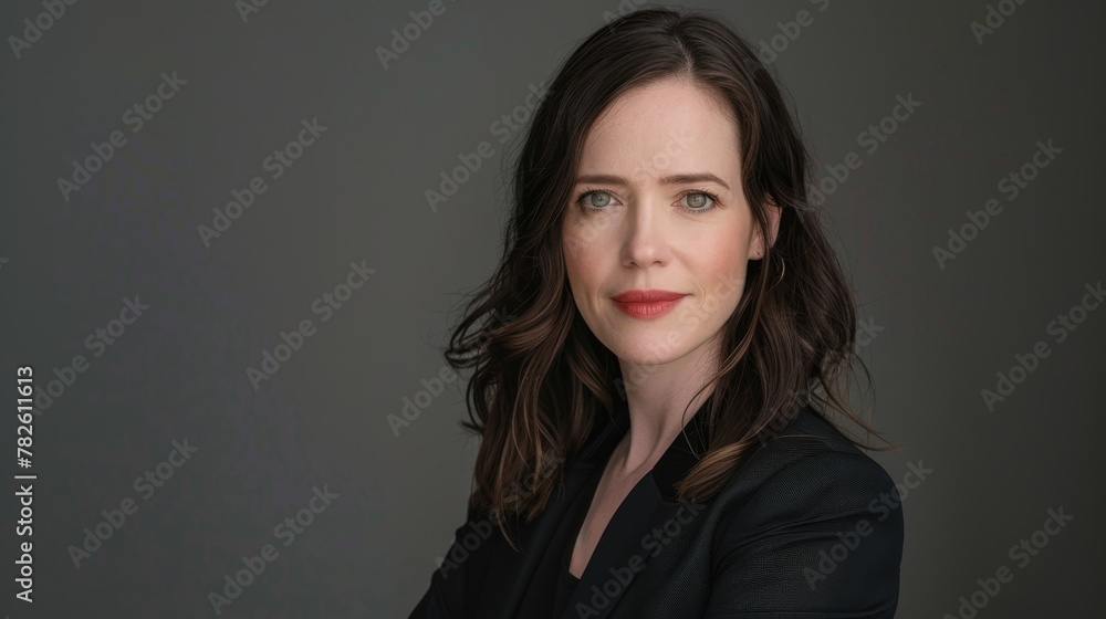 An elegant official photo of a brunette woman in a blazer showcasing her grace and poise AI generated illustration An elegant official photo of a brunette woman in a blazer showcasing her grace and poise AI generated illustration