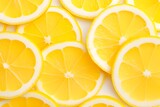 Bright Lemon Slices Close-up on White Background