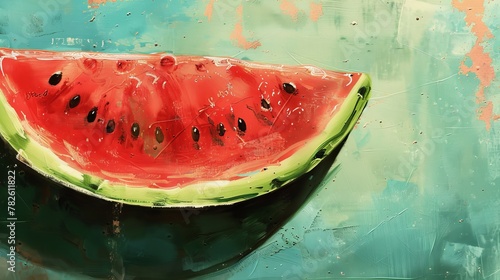 Artistic depiction of a juicy watermelon slice AI generated illustration