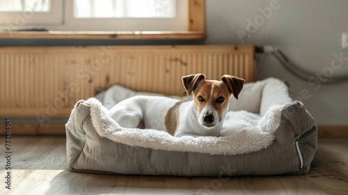 Blank mockup of a pet bed with a builtin heating element for cold winter nights. .