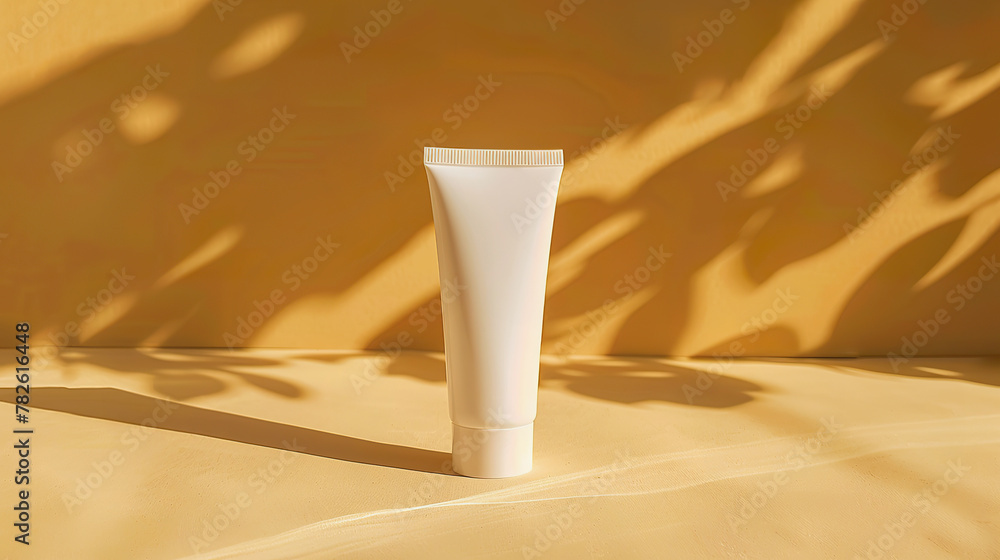 White Cosmetic Tube mock up with Creative Plant Shadows White Cosmetic Tube mock up with Creative Plant Shadows