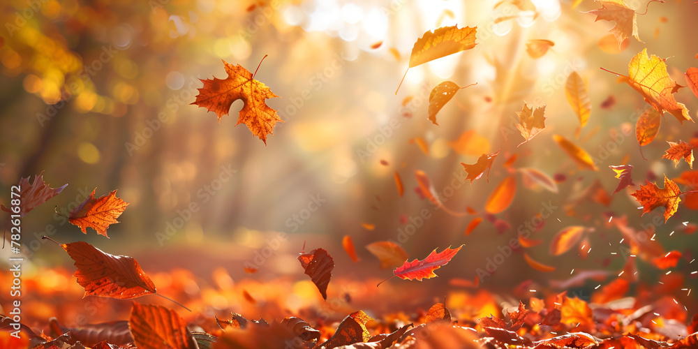 Autumn background autumn leaves concept of fall season leaf falls in the autumn forest