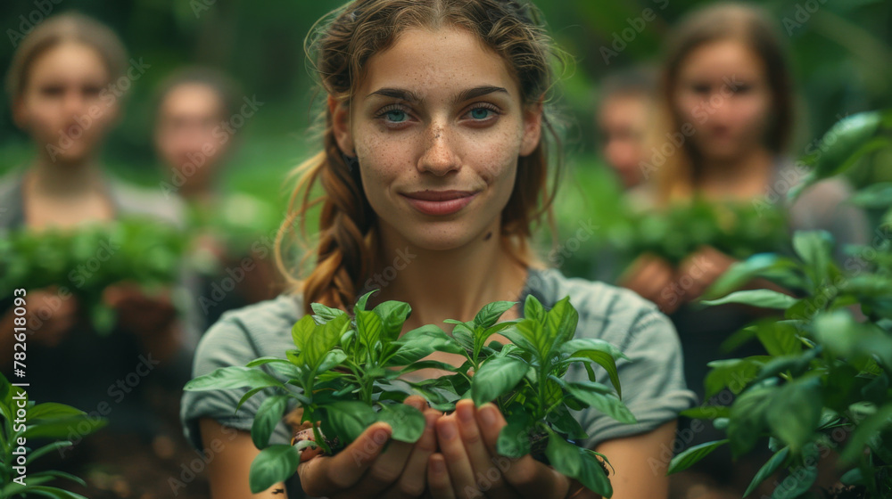 Teamwork and growth with plants in the hands of a group or team of eco people for agriculture and collaboration in a green business. Diverse people holding growing sprouts in a startup company. Teamwork and growth with plants in the hands of a group or team of eco people for agriculture and collaboration in a green business. Diverse people holding growing sprouts in a startup company.