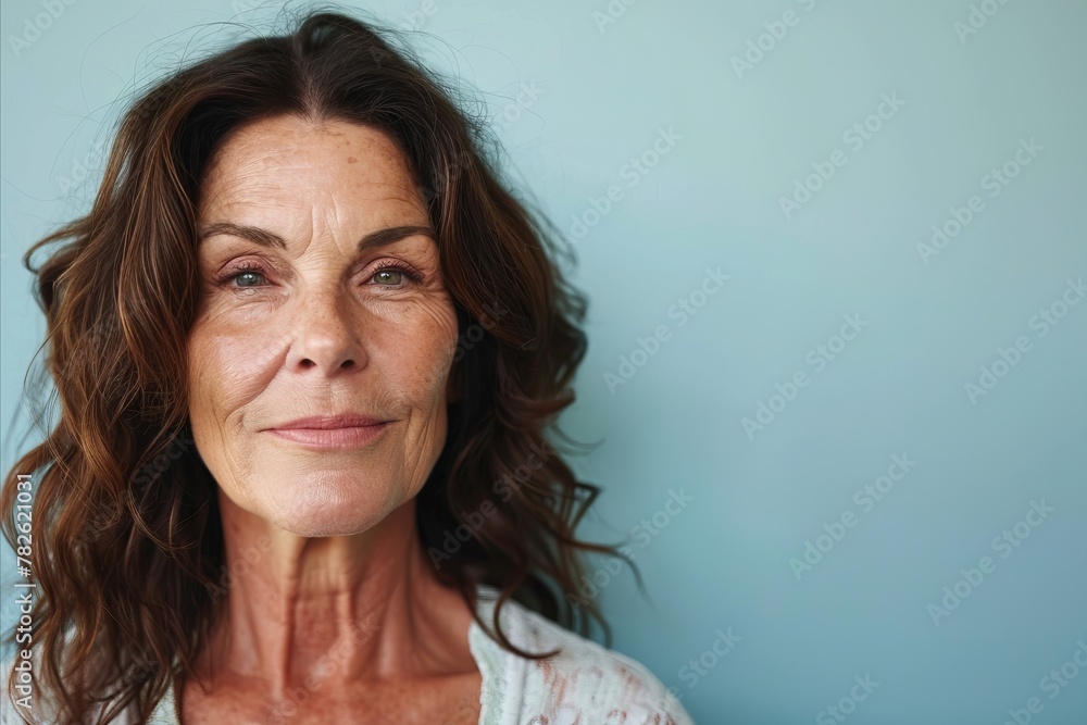 Portrait of a beautiful senior woman with freckles on her face Portrait of a beautiful senior woman with freckles on her face