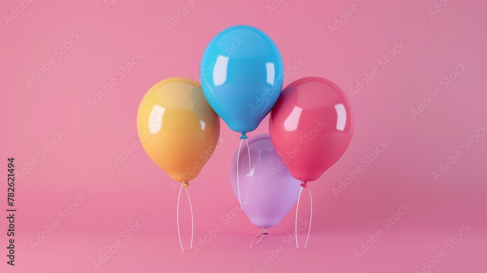Colorful balloons in a 3D render 3D style isolated flying objects memphis style 3D render  AI generated illustration