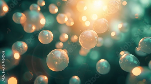 Cluster of floating orbs emitting soft light   AI generated illustration photo