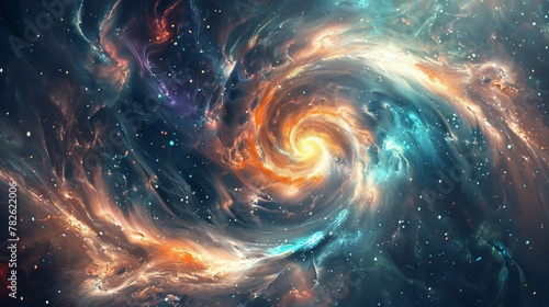 Cosmic spirals spiraling endlessly   AI generated illustration photo