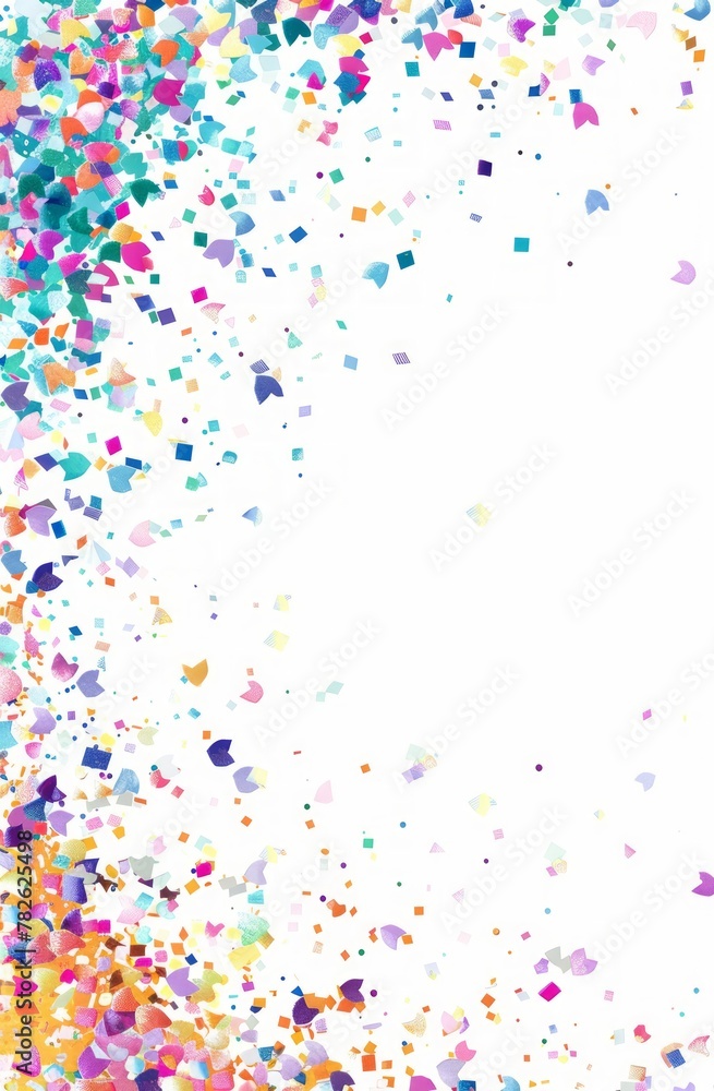 confetti frame border, pastel colors on white background