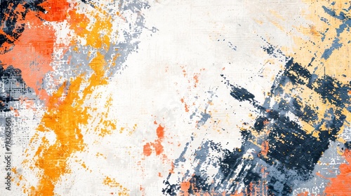 abstract background.A close up of a painting with orange, yellow and blue colors © Margo_Alexa