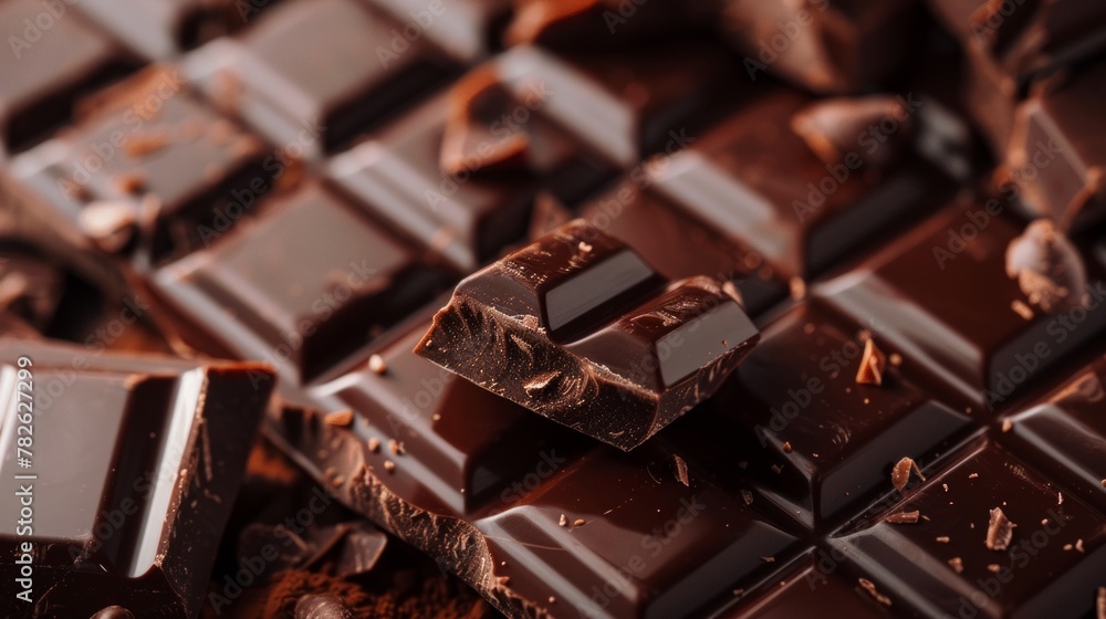 The concept of World Chocolate Day. Various chocolates in dark color. Copy space area for text. Food background The concept of World Chocolate Day. Various chocolates in dark color. Copy space area for text. Food background